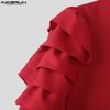 INCERUN Men V Neck Ruffled Long Sleeve Irregular Party Blazer Short Coats