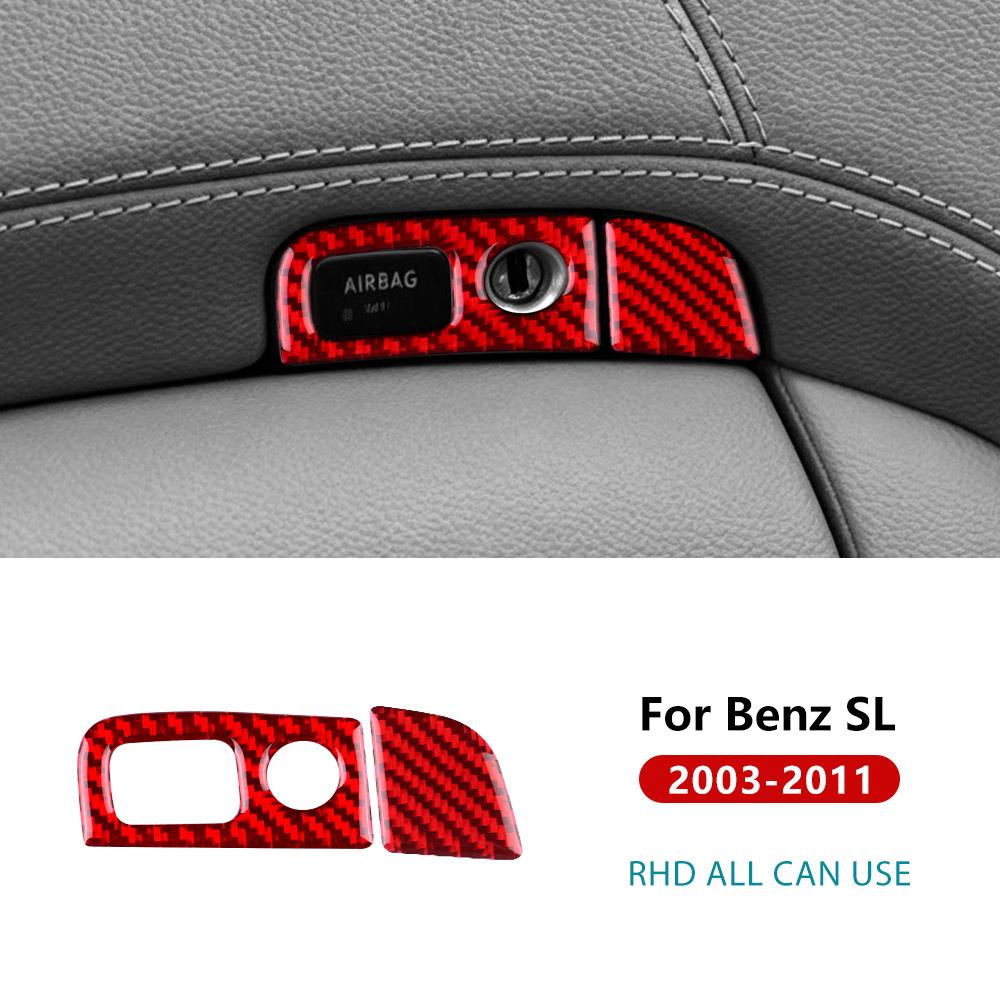 Real Soft Carbon Fiber Sticker Car Copilot Toolbox Switch For Mercedes Benz SL Class R230 2003-2006 2007 2008 2009 2010 2011