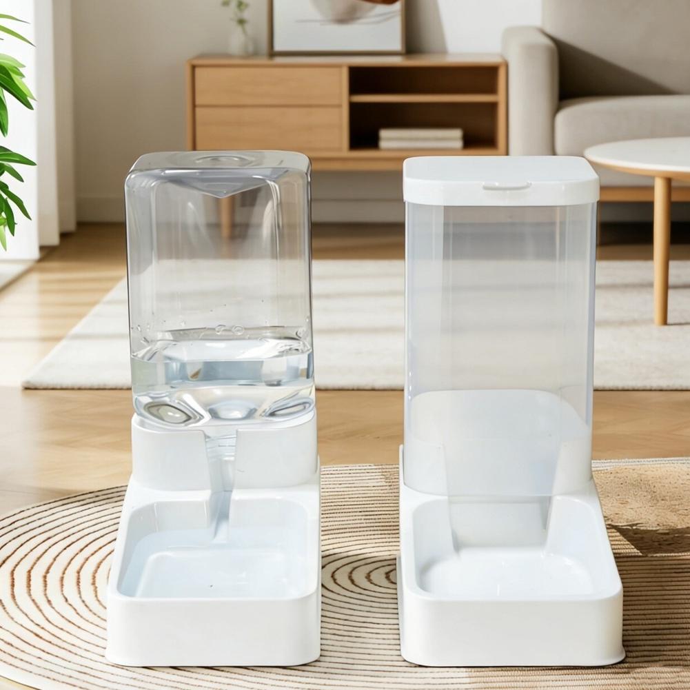 Automatic Large Capacity Gravity Pet Food Feeder Water Dispenser Set Transparent Storage Tank Cat Dog Food Water Dispenser Combo