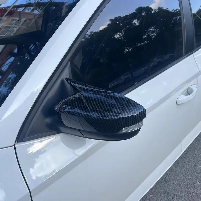 For Skoda Fabia 2015- Rapid 2016- Car Sticker Rearview Side Mirror Cover Wing Cap Exterior Door Rear View Case Trim ABS