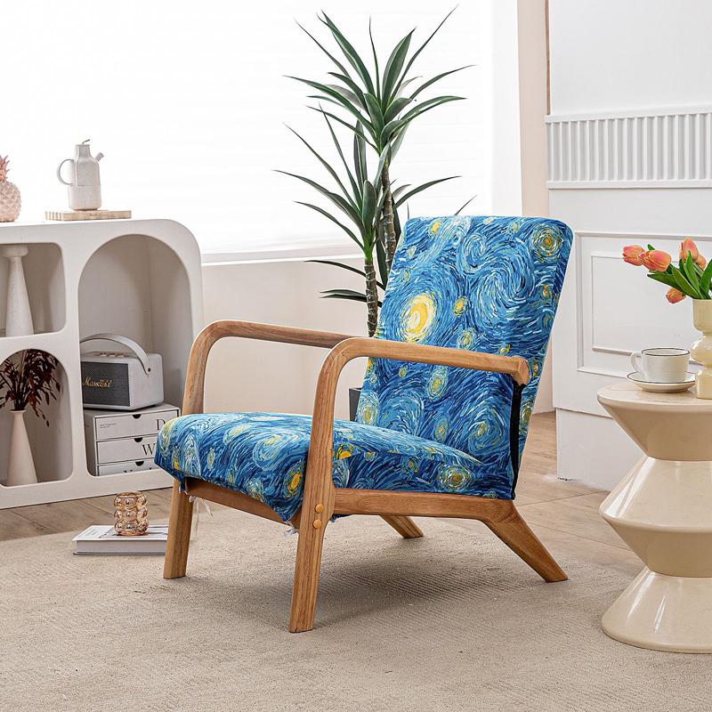 Universal Printed Armchair Cover Water Resistant Zipper Wood Chair Covers Slipcover Home Decor Stretch Furniture Cover