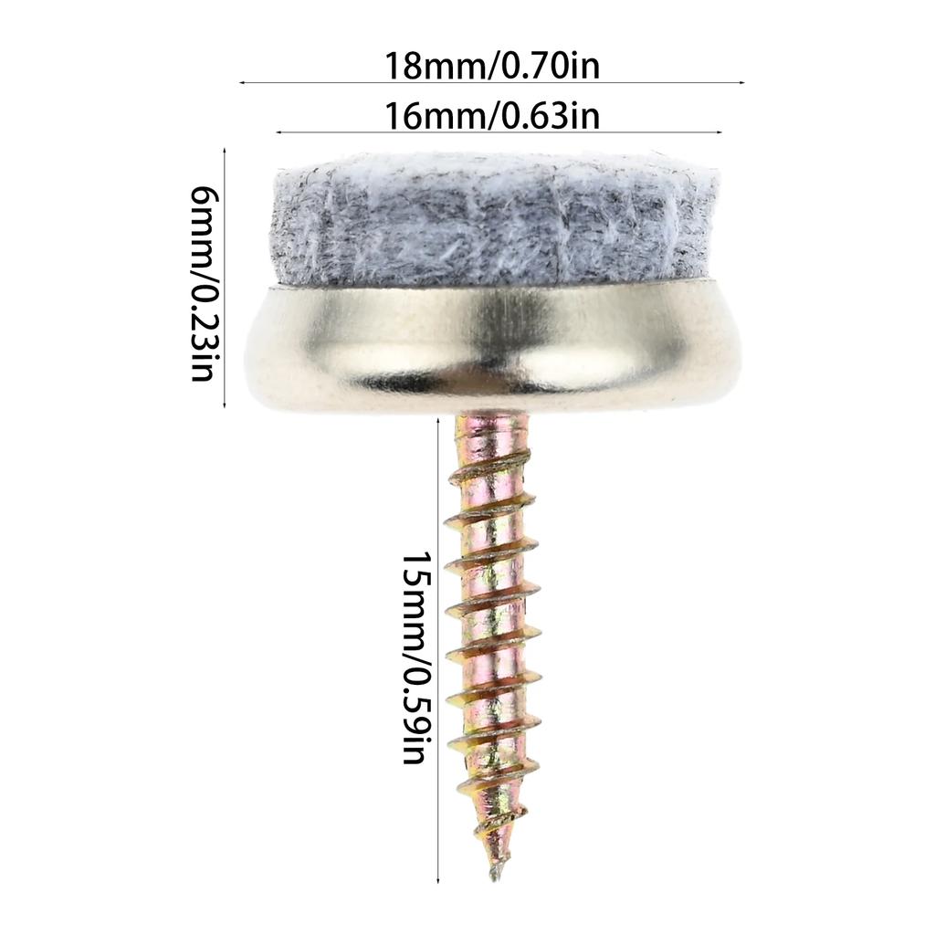 10Pcs Gray Furniture Felt Gliders Screw-On Felt Pads For Wooden Floors Home Chair Gliders Floor Protector Pad 18/20/22/24/28mm