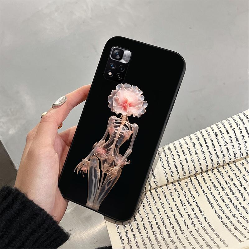 

Чехол для телефона «Скелет в цветах» для Xiaomi Redmi note 13 12 Pro 11S 11 10 Pro 10S 12S Redmi 10 13C 9C Redmi Note 13 Pro 5G