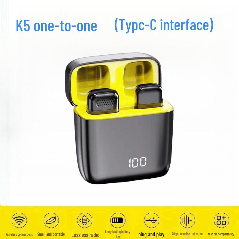 K1K9 Wireless Lavalier Microphone K15 - Dual Mobile Live Streaming & Outdoor Recording Noise-Reducing Mic