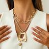 Ingemark Hip Hop Large Geometric Pendant Choker Necklace for Women Hyperbole Chunky Metal Chain Grunge Jewelry Steampunk Men