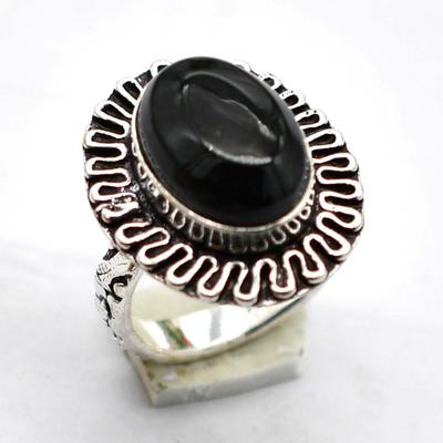 Black Onyx Ethnic Handmade Ring Jewelry US Size-5.75 R 5872