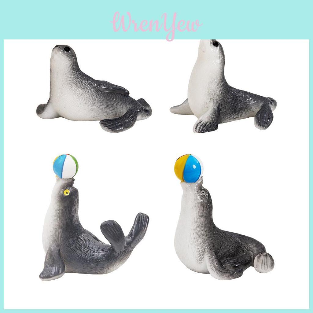 Adorables Figurines d'Otarie en Résine Décoration DIY Plage Océan Mignonnes Ornements de Bureau Miniatures