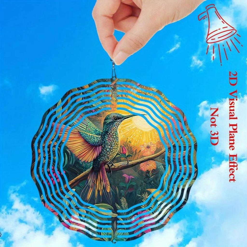 Vibrant Hummingbird Floral Wind Chime Colorful Metal Garden Decor No Battery Needed for Outdoor Patio Porch Holiday Gift