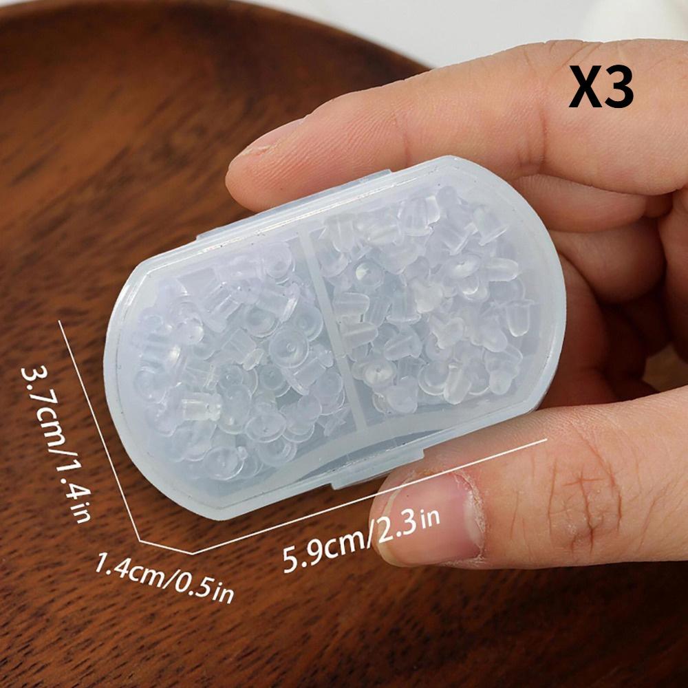3 Boxs/ 2 Styles of Transparent Soft Silicone Earrings Back Plug DIY Earring Accessories