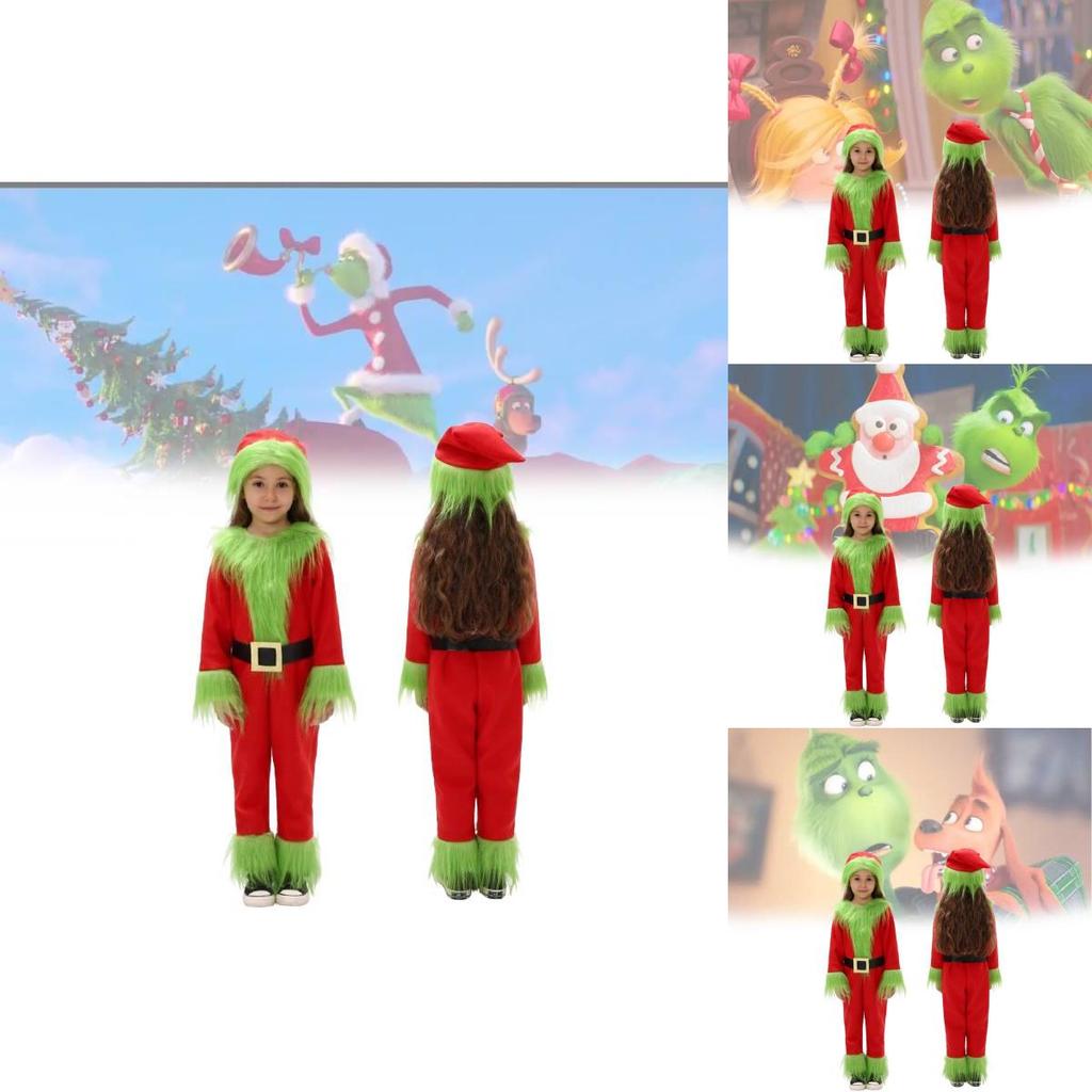 Adorable Christmas Grinch Costume For Kids In Soft Polyester For Festive Celebrations