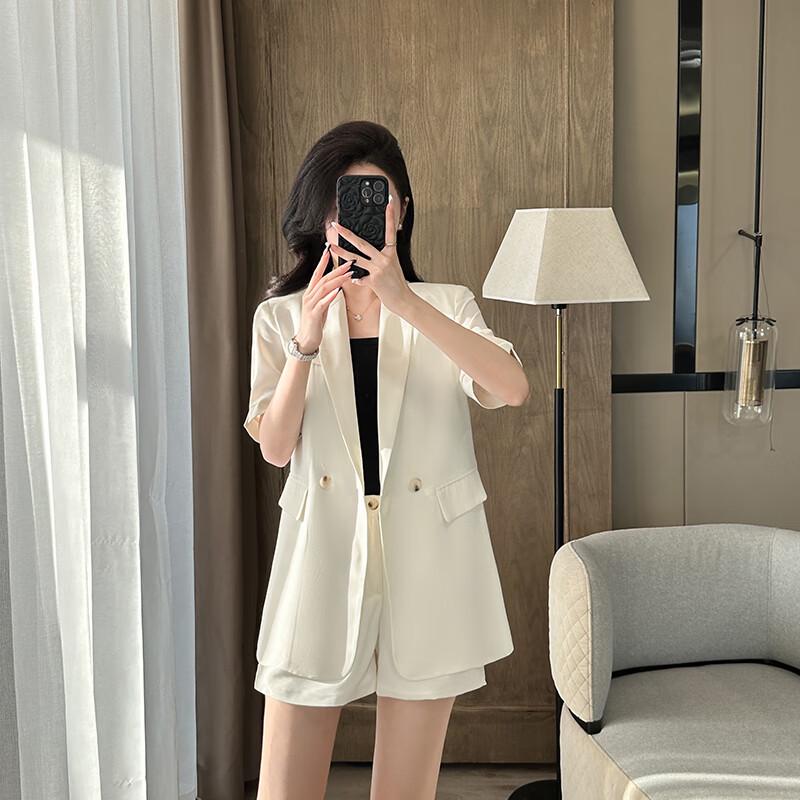 Women's Short Sleeve Suit Jacket & Shorts Set