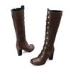 Women's High-heeled Boots, Sexy European and American Style Thick Heel Large Size Solid Color Medium Boots