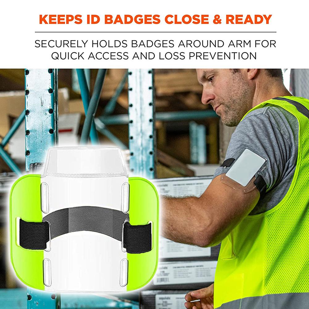 Elastic Arm Band ID Badge Holder PVC Plastic Card Holder Polyester Reflective Wristband ID Card Holder Arm Adjustable ID Badge