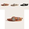 Ethnic Style Solid Color Oval Metal Buckle Decoration Suede Women Belt For Vintage Dresses And Casual Wear