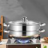 Steamer Pot With Lid 2 Tier, Multipurpose Stainless Steel Steaming Pot, Steam Pots With Handle For Vegetable, Dumpling, Food, 11 Inch