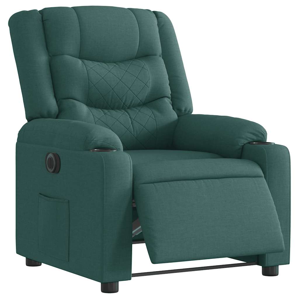 Vidaxl Electric Recliner, Dark Green, Fabric Upholstered