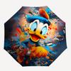 1pc Graffiti Donald Duck Cartoon Design Automatic Opening and Closing Umbrella, Lightweight 3-Fold, With Cute Cartoon Characters, Suitable f