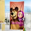 Masha Bear Customizable Name Beach Towel Super Soft Microfiber Quickdry Fabric Portable for SwimmingBeachCamping Travel Beach AccessoriesGym