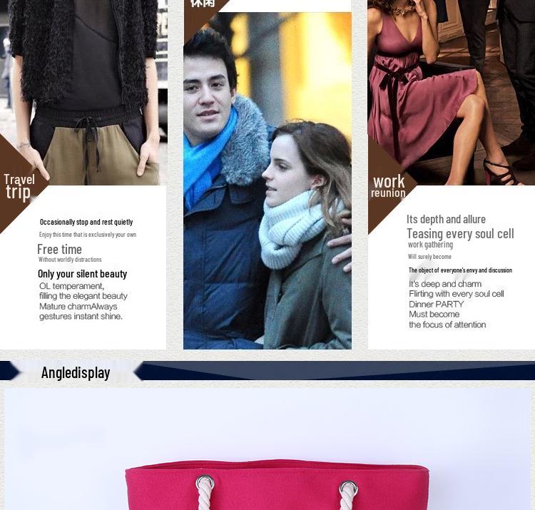 Borsa a Spalla in Corda di Canapa e Tela Super Minimalista Versatile - Ecologica, Design a Strisce da Spiaggia Patchwork