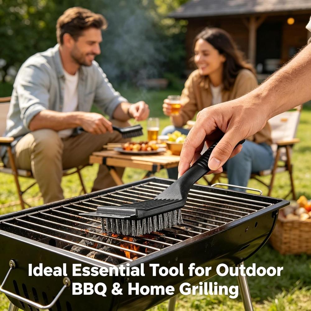 BBQ Brush, Heavy-duty Metal Bristle Cleaner for Outdoor Grilling, Ergonomic Handle BBQ Tool with Pointed Tail (1 Piece)