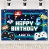 Game On Theme Video Gamer Kids Birthday Party Neon Green Gaming Next Level Up Background Baby Shower Decoration Supplies Props