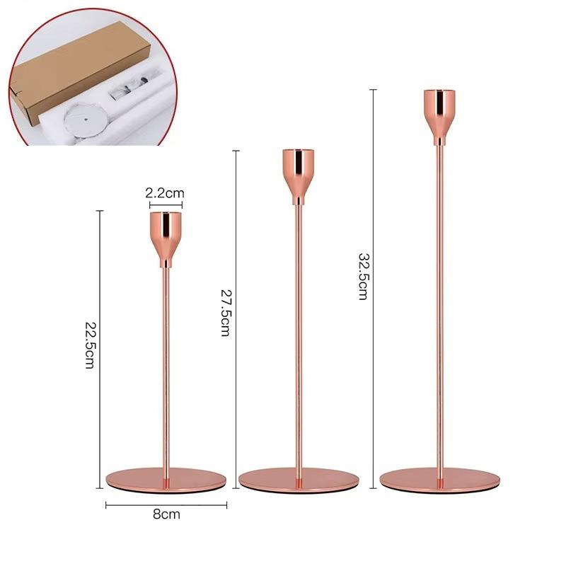 Candle Holder 1PCS Metal Electroplated Candle Holder Ornament Table Candlelight Dinner Model Room Wedding Props Home Decoration