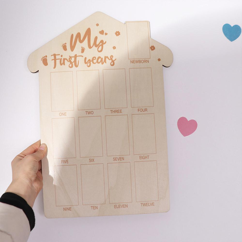 My First Year 12 Month Milestone Board Commemorative Newborn Milestone Frame  for Boy Girl