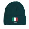 Flag of Italy Print Knit Cap Beanie, Patriotic Woman Cap Soft Stretchable Headwear Pompom Beanies Knitted Hat Beanie