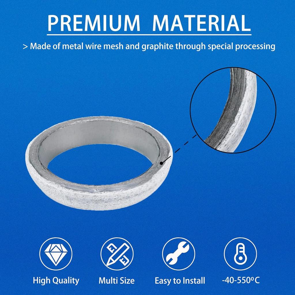 2 Inches/51mm Exhaust Manifold Gasket: Universal Exhaust Flange Gasket Seal Muffler Ring Replacement to Prevent Leaking Between Exhaust Manifold and