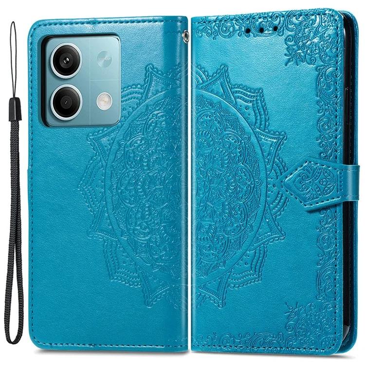 

For Xiaomi Redmi Note 13 4G Leather Case Wallet Card Slots Phone Cover Mandala Embossed