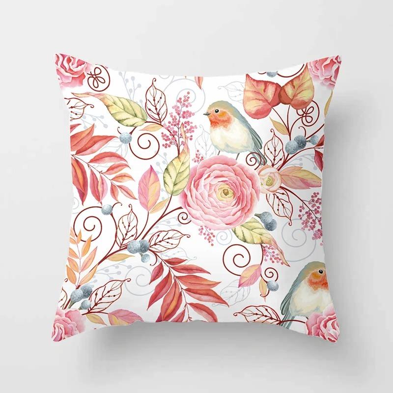 Birds and Flowers Decorative Pillowcases Living Room Office Home Pillowcases Car Ornaments