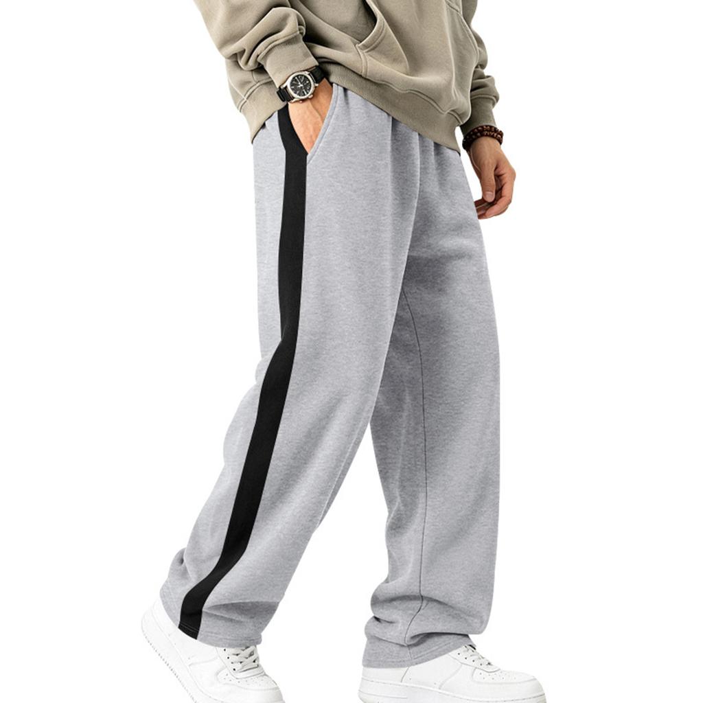 Men's -Lined Sweatpants With, Straight Leg Paneled Athletic Pants for Fall and Winter Casual Wear