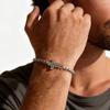 Stylsih Stainless Steel Men's Bracelet,Black Zircon Cross Charm Adjustbale Chain Wristbandk,Hip Hop Father's Day Gift for Him