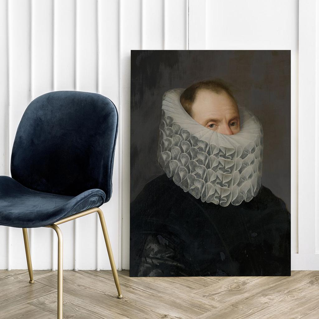 Canvas Painting Portrait White Lace