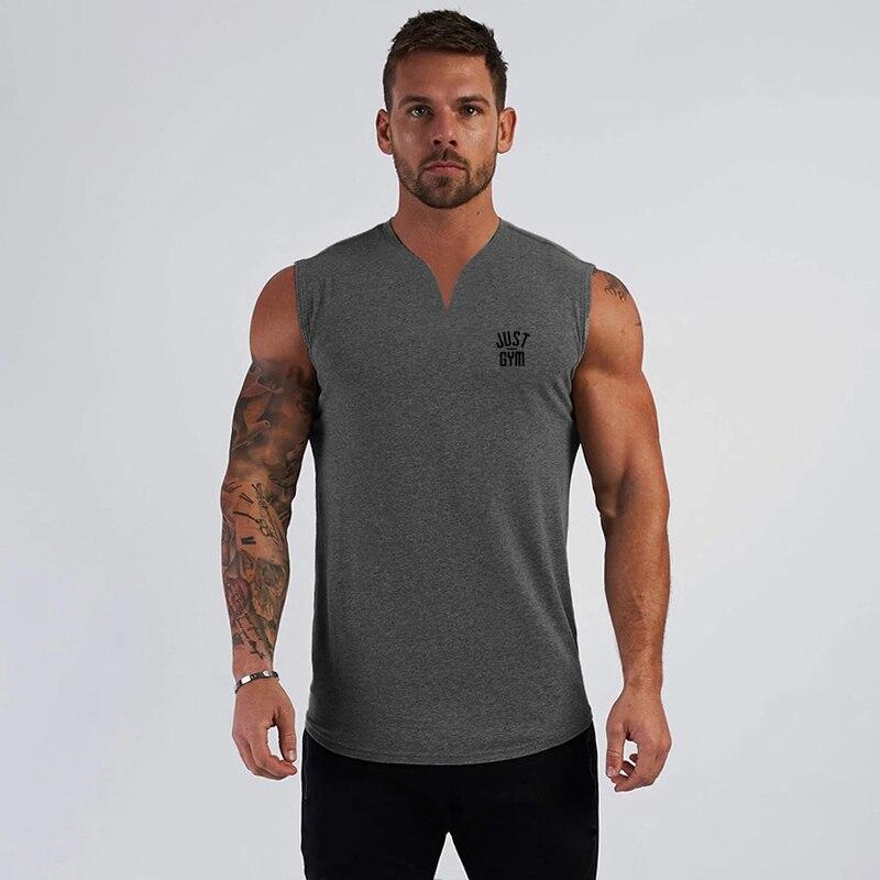 Muscleguys Fashion Trendy Tops Men's Sleeveless T-shirt Bottoming Shirt Simple V-neck Vest