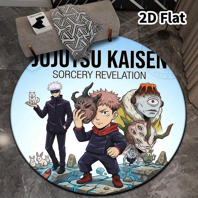 Jujutsu Kaisen Okrągły Dywanik Dywan do Salonu Sypialni Sofy Pokoju Zabaw Dekoracja Antypoślizgowa Mata Podłogowa
