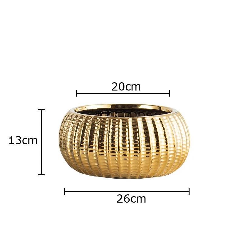 Creative Golden/Silver Plated Ceramic Flower Pots Vase Desk Decoration Artificial Flower Decorative Floral Arrangement Vases