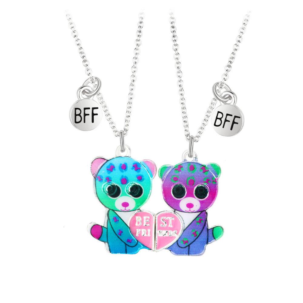 Ein Mädchen 2-teiliges Set Cartoon-Tier-Serie Einhorn Meerjungfrau Capybara Anhänger Beste Freundin Halskette BFF Freundschaft Schmuck Geschenke