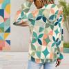 Women Plus Size Abstract Geometric Printed Long Sleeve Drawstring Hoodie Kangaroo Pocket Pullover
