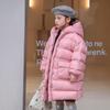 Zima Nowa Puchowa Kurtka Dziecięca z Białego Kacze Pierza za Kolano Gruba Bawełniana Kurtka Chłopcy i Dziewczęta Kurtka z Kapturem