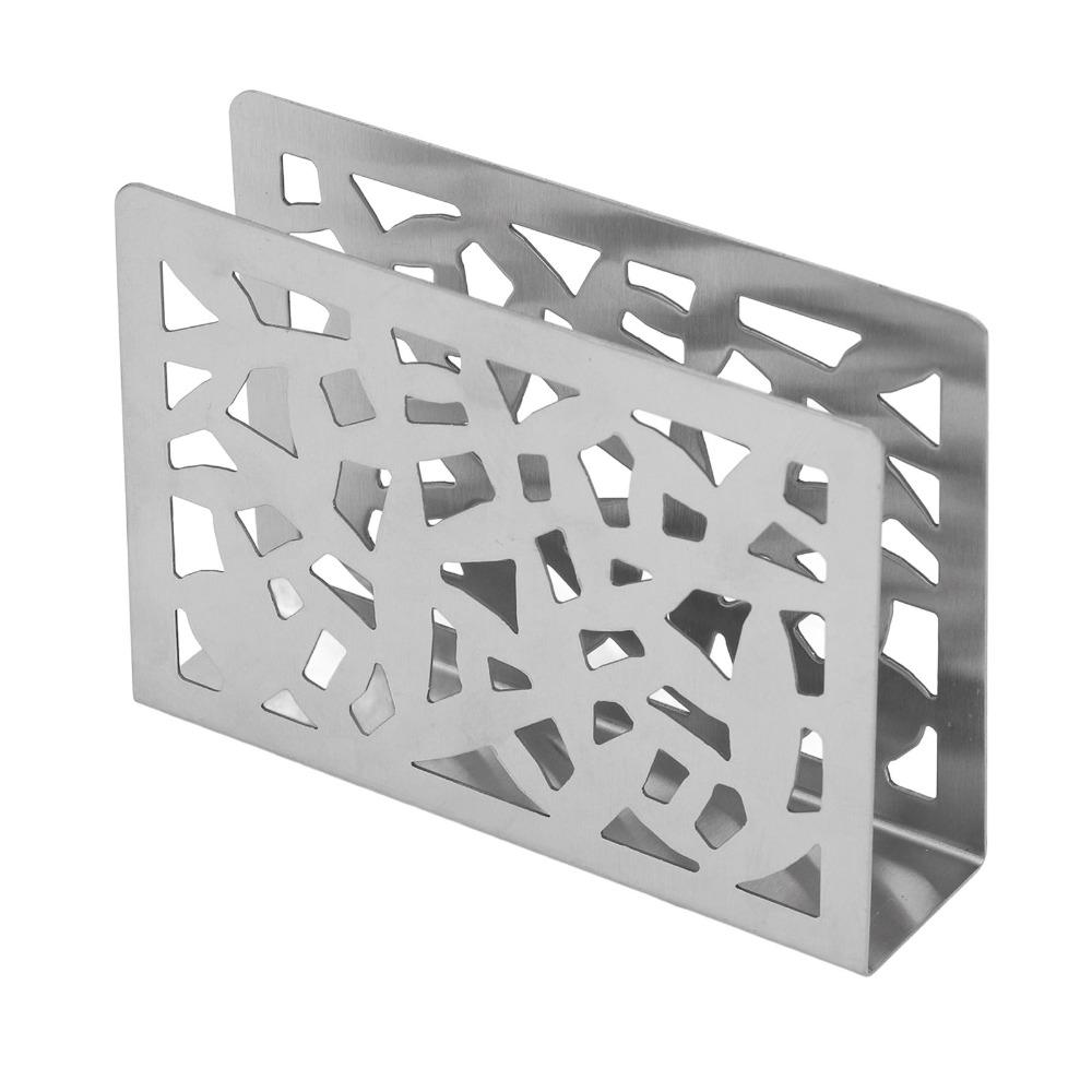Stable Base Metal Napkin Holder Hollow Out Stainless Steel Napkin Holder  Buffet