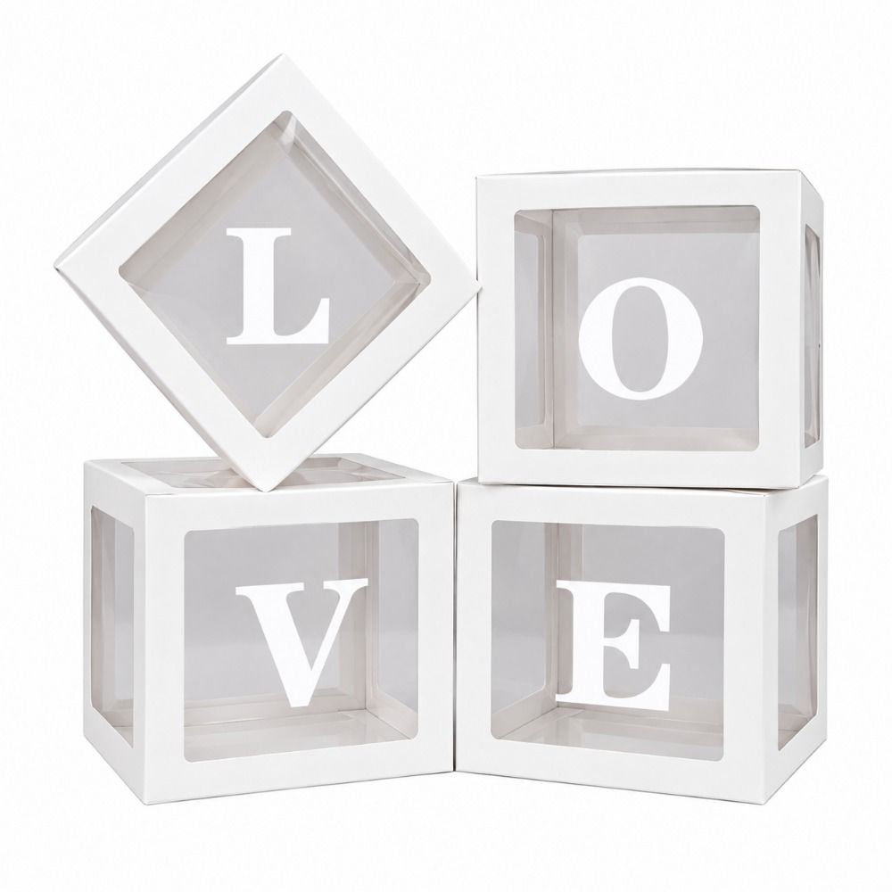 4pcs PVC Paper Surprise Box Transparent Window Balloon Display Box Party Decoration