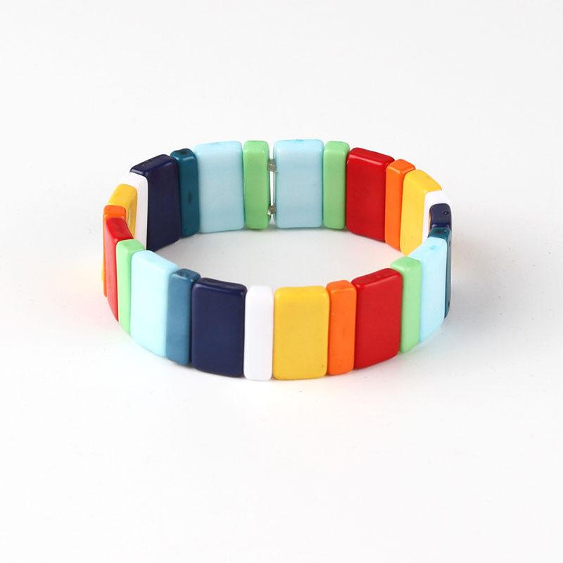 Эстетика Y2K Конфетный цвет Массивный браслет Мода Бохо Летний Красочный Акриловый Браслет-стретч из бусин для женщин Подарки Новый