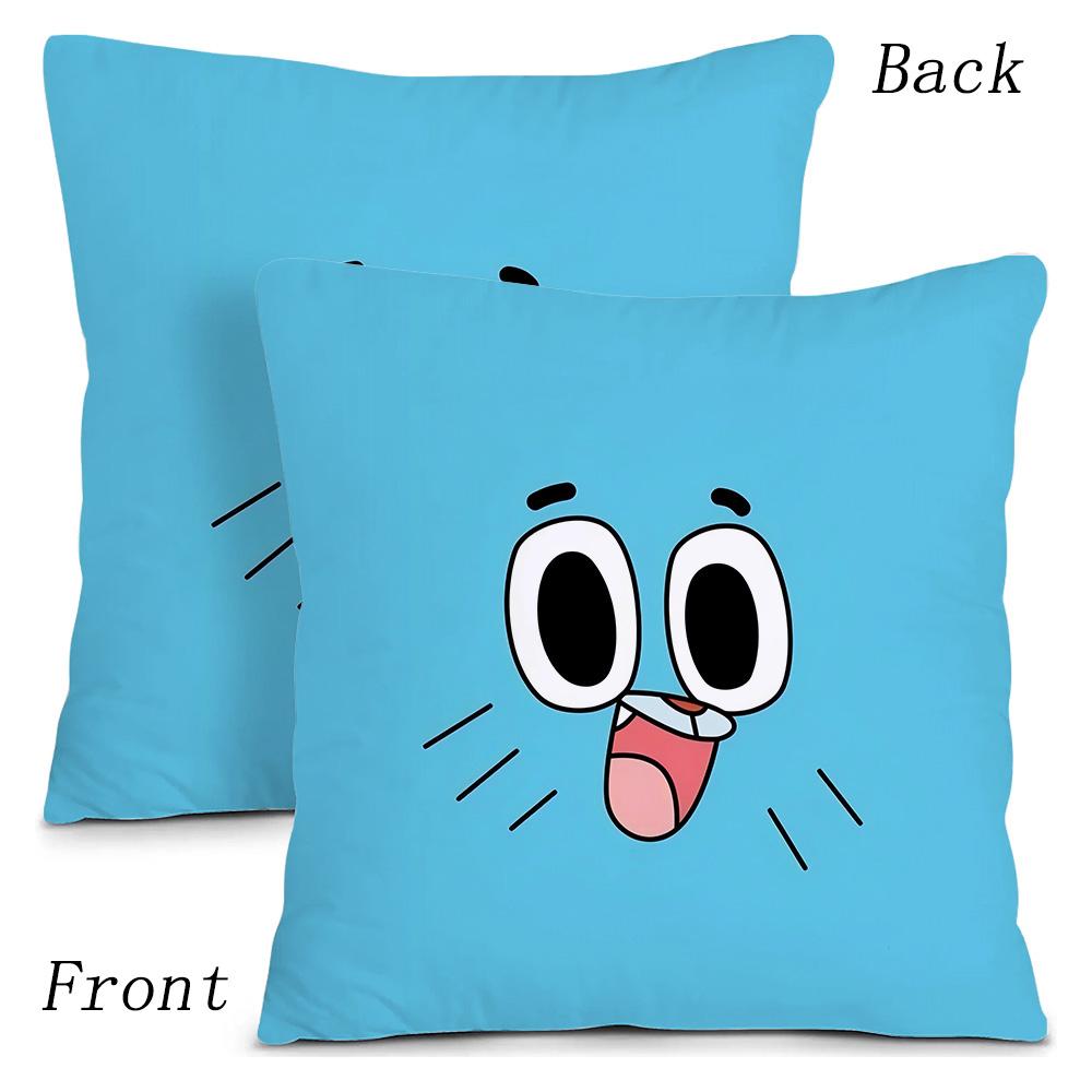 Animation Amazing World Gumball Pillow Covers Cartoon Sofa Decorative Home Double-Sided Printing Short Plush Cute Cushion Cover
