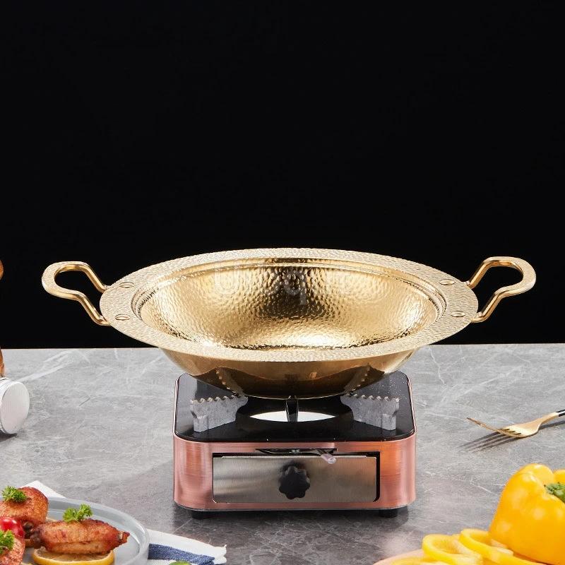 Golden Alcohol Single Person Small Hot Pot Lobster Basin Commercial Alcohol Stove Pot Hotpot Thickened Stainless Steel Dry Pots