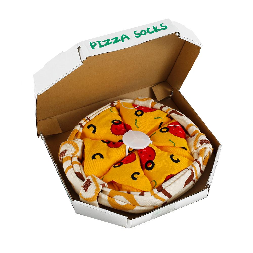 4/8Pairs Funny Pizza Socks Box Christmas Socks Happy Cartoon Foods Pizza for Women Men Couples Soft Cotton Winter Warm Sock 1set