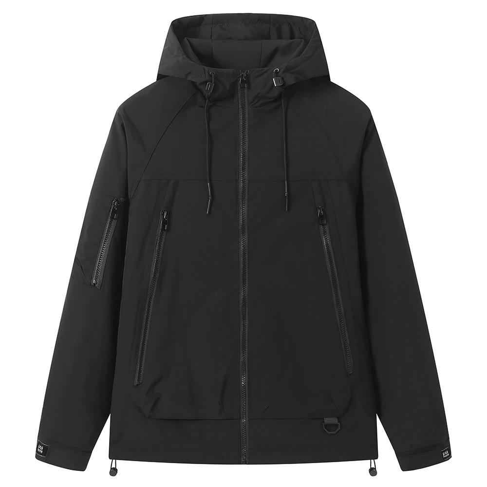 Cotton Hooded Windbreaker Outdoor Sports Jacket Men's Jacket Autumn and Winter Casual Hooded Outdoor Jacket Jacket Top Pull