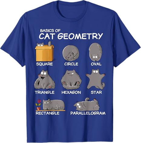 Basic Cat Geometry Back To School Graphic Design TShirt Funny Kitty Awesome Saying Tee Humor Kitten Lovers Novelty Gift Y2k Top