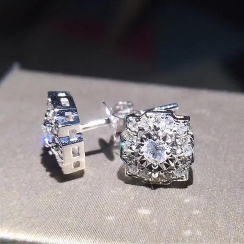 Simple Fashion Design Stud Earrings with CZ Stone Chic Women's Accessories Versatile Ear Piercing Jewelry Drop Shipping
