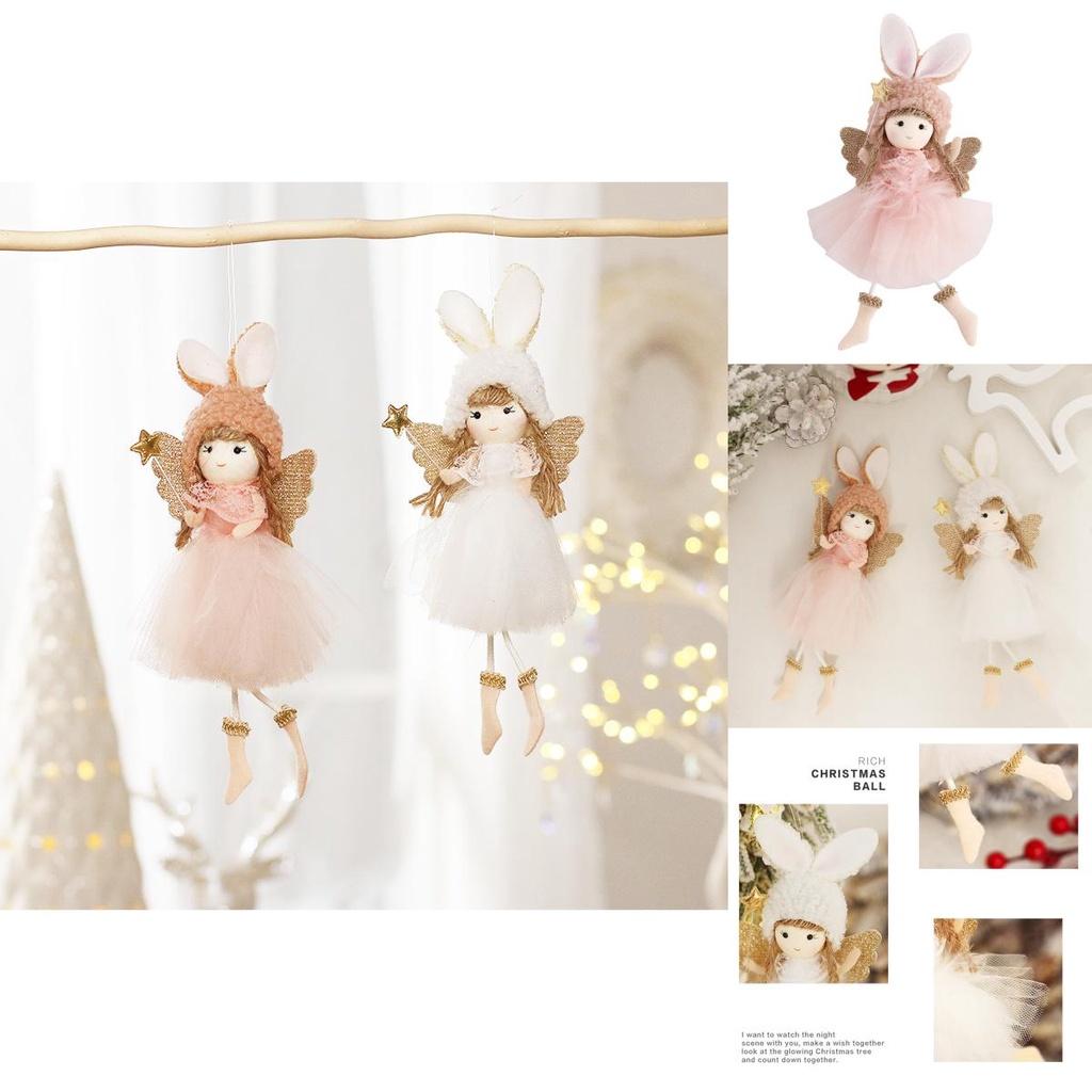 Adorable 7.5in Christmas Angel Plush Doll Pendant For Xmas Tree Decor